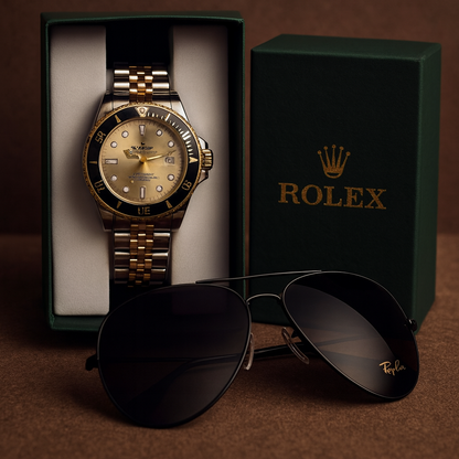 COMBO CABALLERO EXCLUSIVO - ROLEX + GAFAS RAYBAN