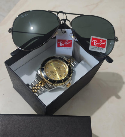 COMBO CABALLERO EXCLUSIVO - ROLEX + GAFAS RAYBAN